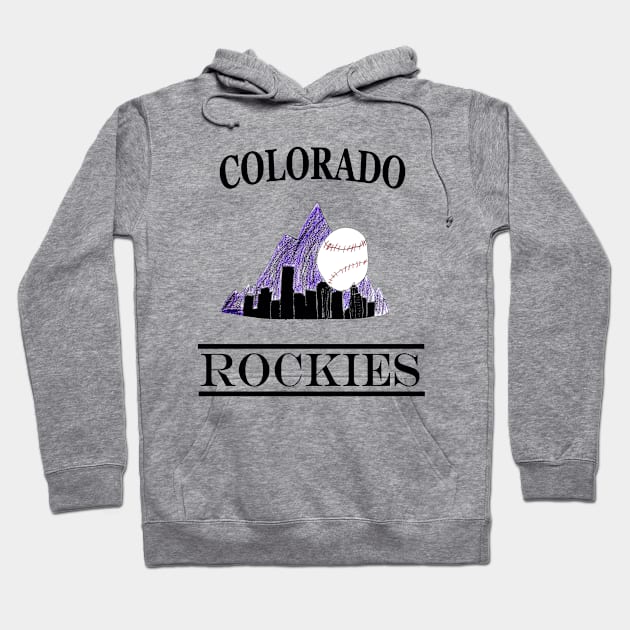 Colorado Rockies Denver Skyline Logo Design Hoodie by Kids’ Drawings 